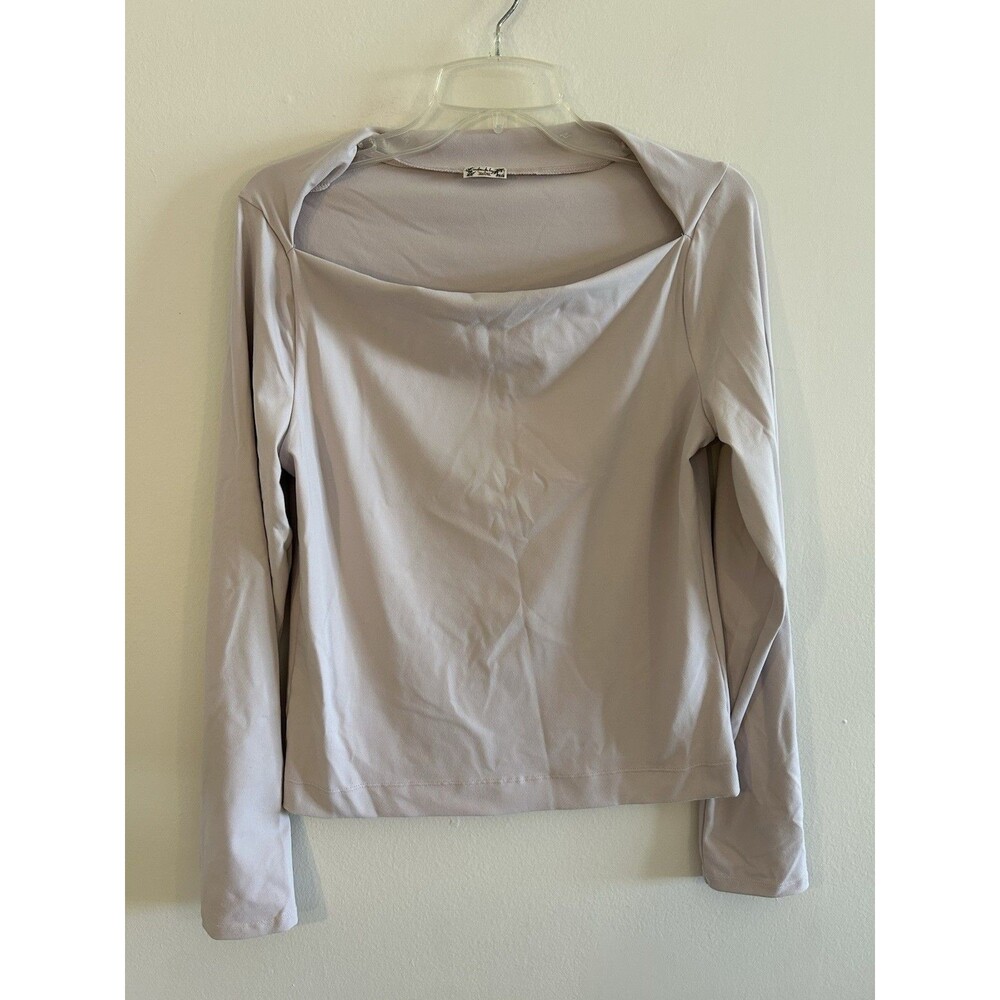 NEW! Free People Clean Lines Intimately Long Sleeve Top Purple Size L